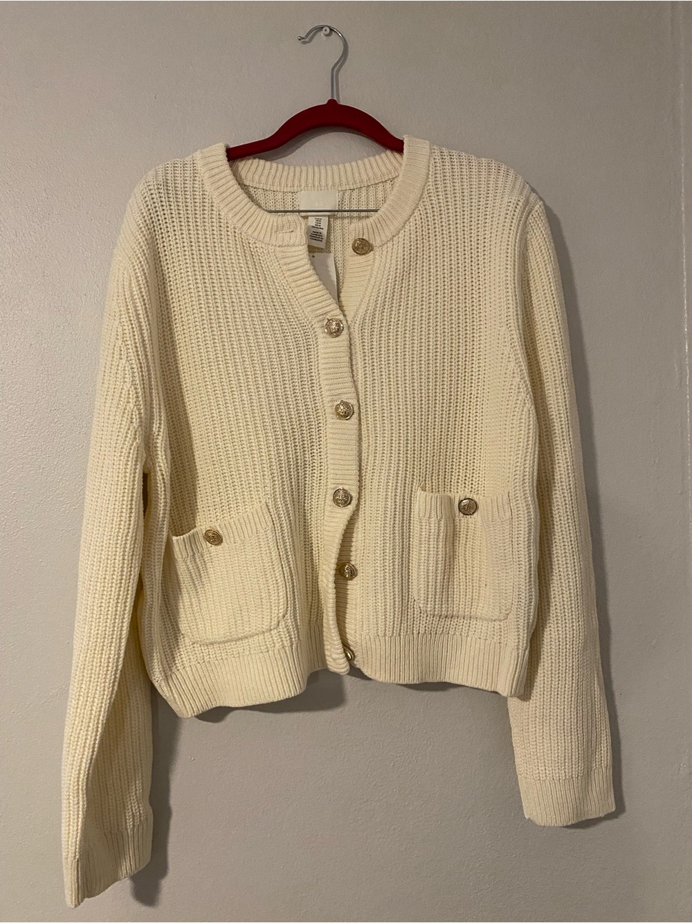 H&M Cream Chunky Knit Button-Front Cardigan